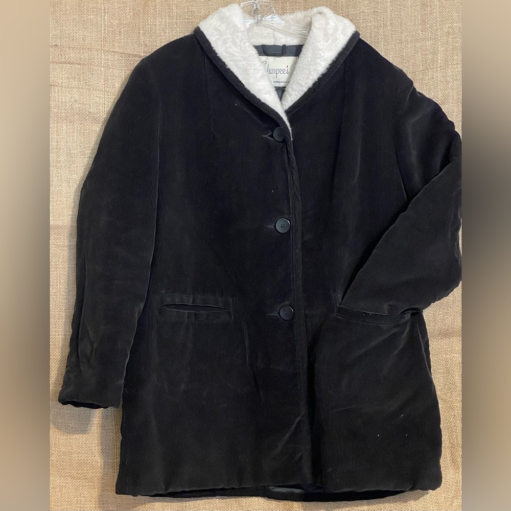 Vintage dark blue corduroy ladies jacket/chore coat/utility coat, with lining